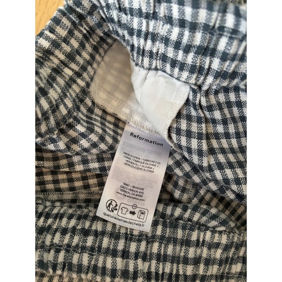 Reformation Gingham Wide Leg Pants Elastic Waist Trousers Pants Fernando Linen - Picture 6 of 9